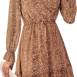 Elegant Brown Patterned Dress